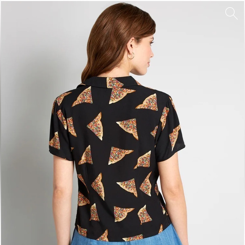 Dangerfield Fairy Bread Short Sleeve Button Up Novelty Shirt Black Size 16/ XL - Picture 4 of 7